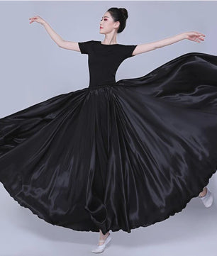 Glanzende Satijnen Lange Dansrok - Swing & Buikdans - 14 Kleuren