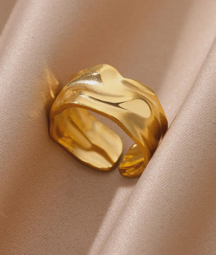Gouden Ringen Dames - Roestvrij Staal Chunky Open Ringen Vintage Geometrisch Design
