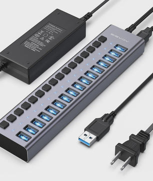Acasis 16-Poorts USB Hub 10Gbps met Individuele Schakelaars & Snelle Data Transfer