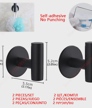 Set Badkamer Accessoires: Handdoekrek, Toiletrolhouder, Haak & Ring - Zwart