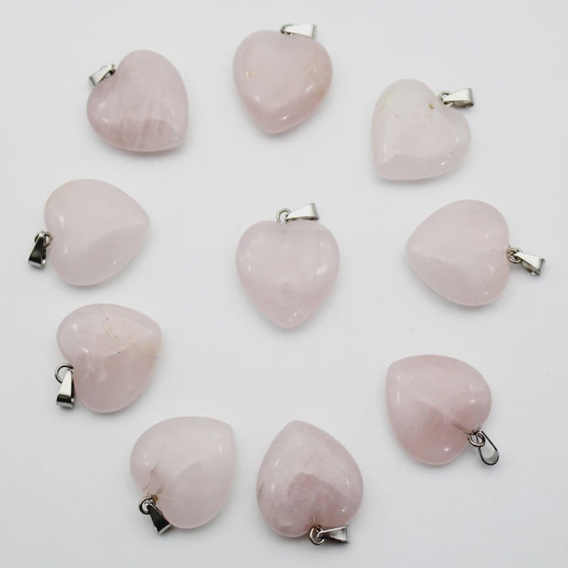 30x Natuursteen Hart Hangers (Amethist/Kwarts/Agaat) - DIY Sieraden Maken