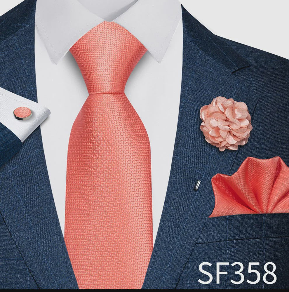 Luxe Heren Set: Paarse Paisley Stropdas, Manchetknopen, Pochet & Boutonnière - 8cm Breed