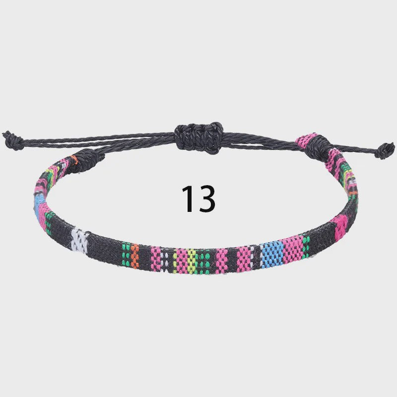 Handgemaakte Boho Anklet Armband - Geweven Stof, Verstelbaar, Beach & Ethnic Stijl