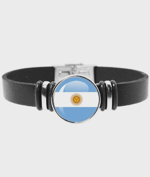 Leren Armband met Vlag van [Land] - Stijlvolle Bangle voor Dames en Heren