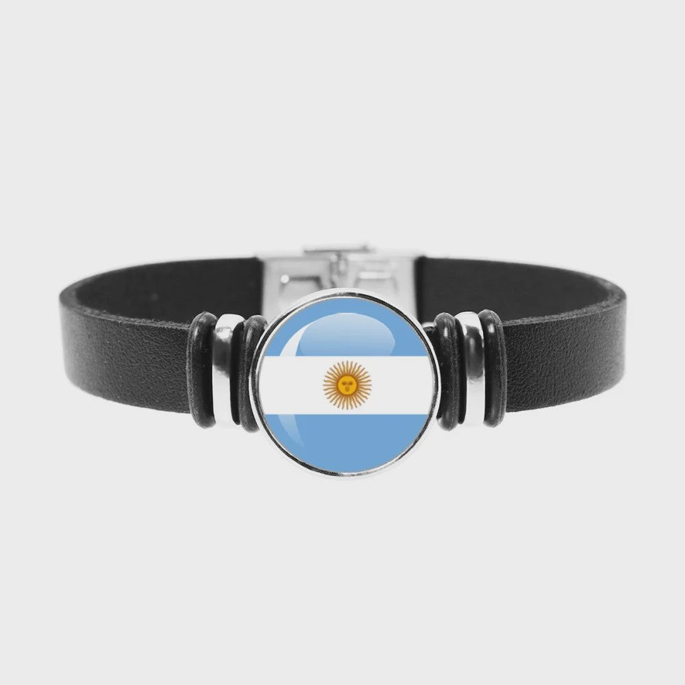 Leren Armband met Vlag van [Land] - Stijlvolle Bangle voor Dames en Heren