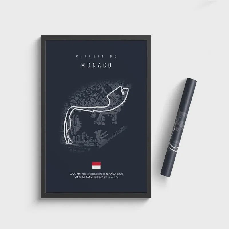 F1 Circuit Poster: Monaco Imola Track Art - Stijlvolle Motorsport Wall Art
