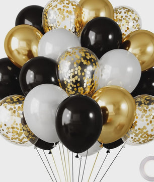 30 Stuks Chrome Latex Ballonnen Mix: Wit, Roze & Blauw - Feestdecoratie