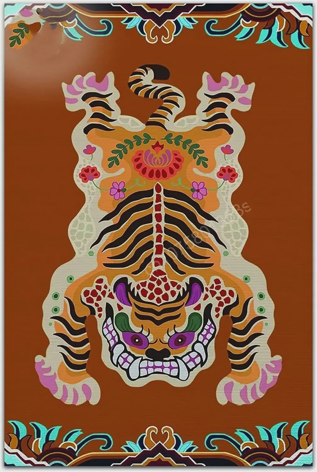 Bohemian Tibetaanse Tijger Vloerkleed - Antislip Decoratief Kleed voor Woonkamer & Slaapkamer