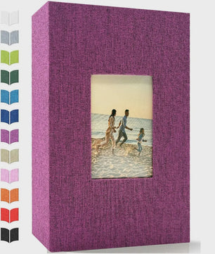 Linnen Fotoalbum voor 600 Foto's 4x6 inch met Venster & Horizontale/Verticale Insteekvakken
