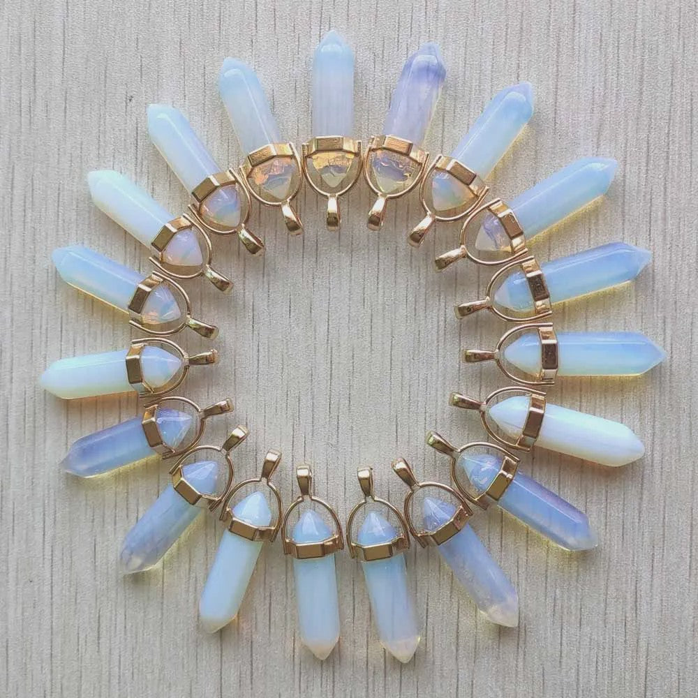 Natuurlijke Groene Aventurijn Kristal Pilaren Hangers - 24 Stuks Set voor Sieraden Maken
