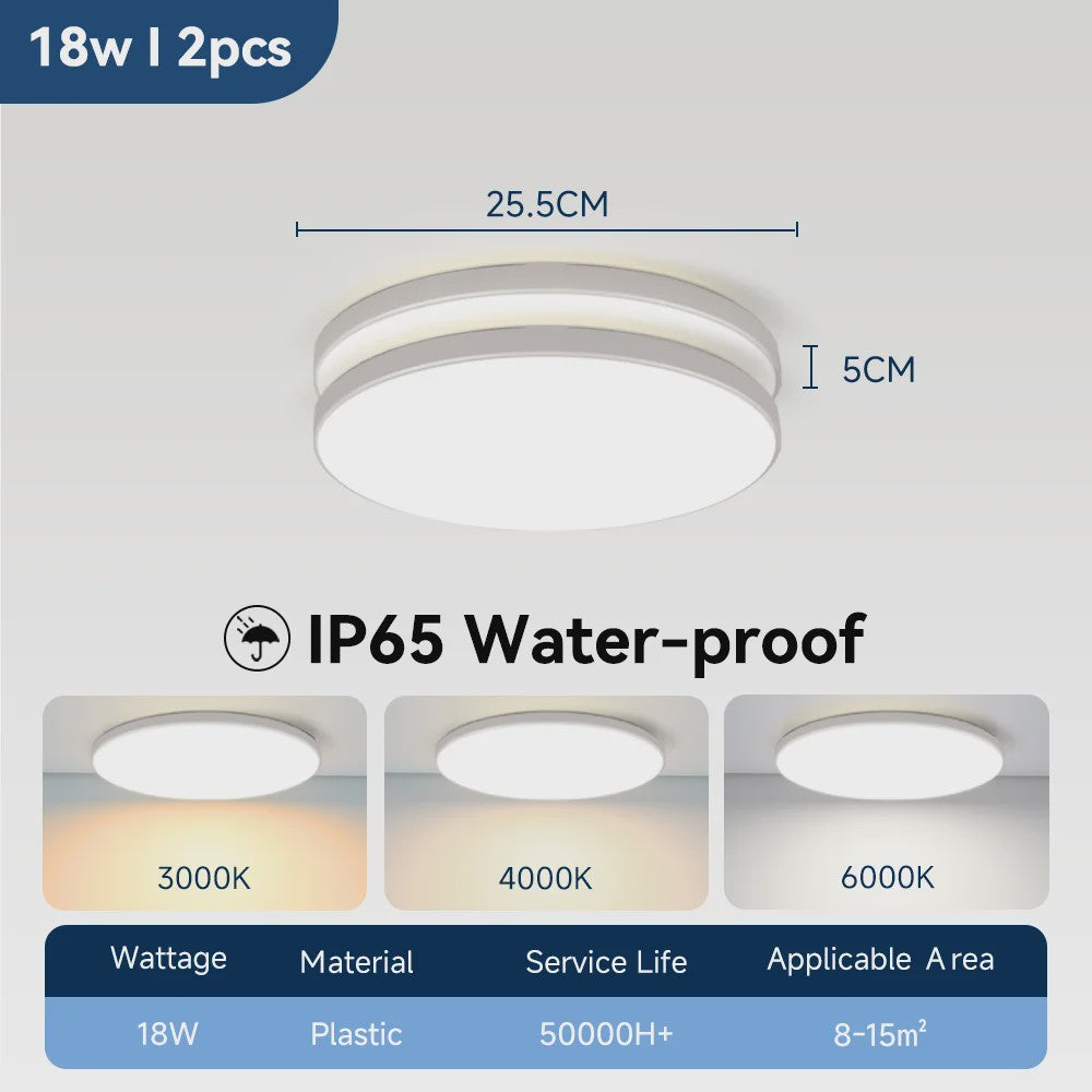 Waterdichte LED Plafondlamp Rond - 18W/30W/40W - IP44 - Keuken, Badkamer, Woonkamer