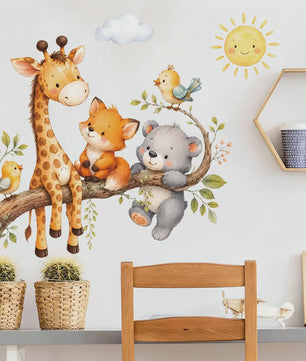 Schattige Bosdieren Muurstickers voor Kinderkamer, Babykamer & Peuterdecoratie - Vinyl Behang