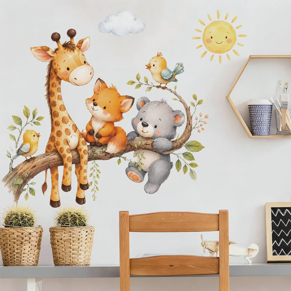 Schattige Bosdieren Muurstickers voor Kinderkamer, Babykamer & Peuterdecoratie - Vinyl Behang