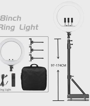 18 Inch Ring Light LED Lamp met Verstelbaar Statief & Telefoonhouder voor YouTube, Foto & Studio