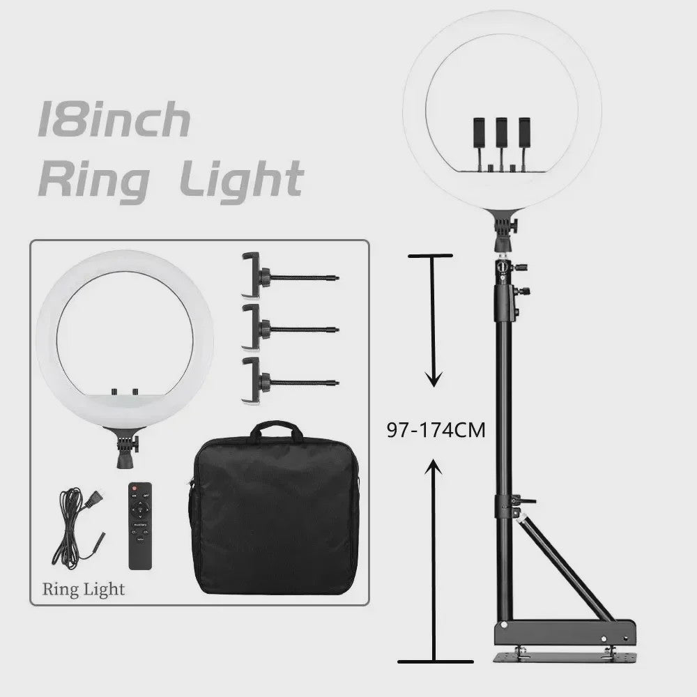 18 Inch Ring Light LED Lamp met Verstelbaar Statief & Telefoonhouder voor YouTube, Foto & Studio