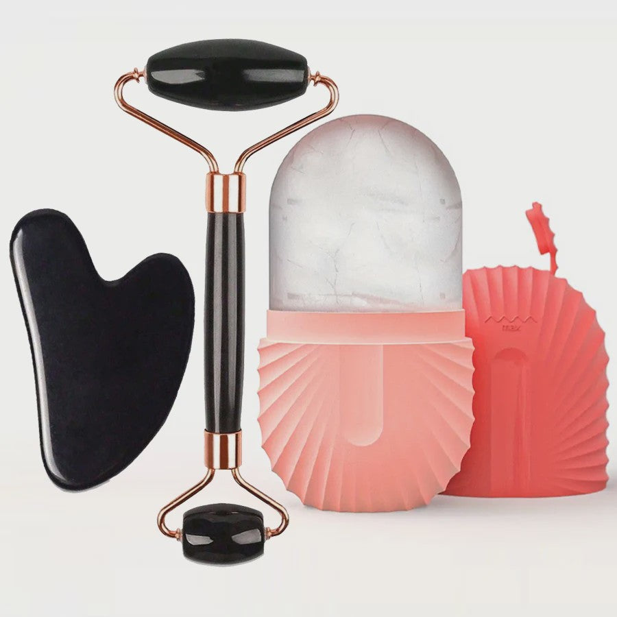 Gezichtsroller & IJsroller Set: Luxe Huidverzorging met Gua Sha Tool