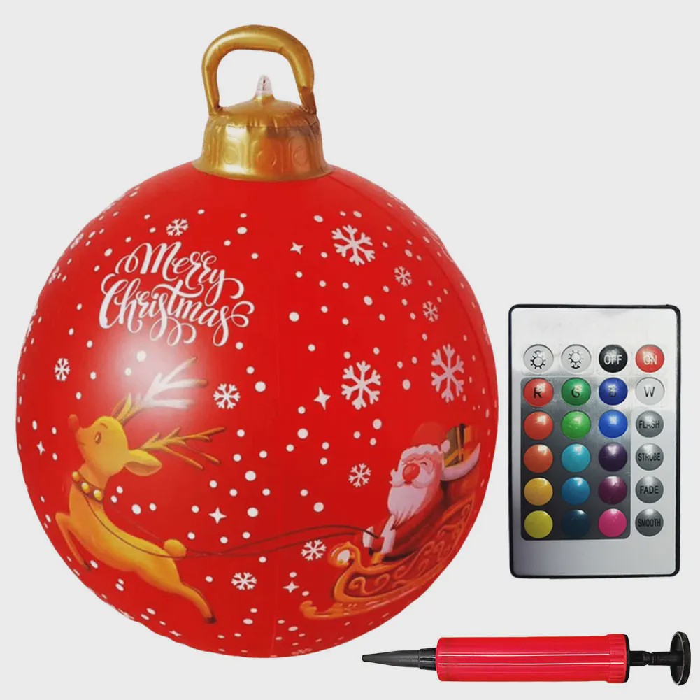 24 Inch Opblaasbare Kerstbal met LED Verlichting - XL Tuindecoratie