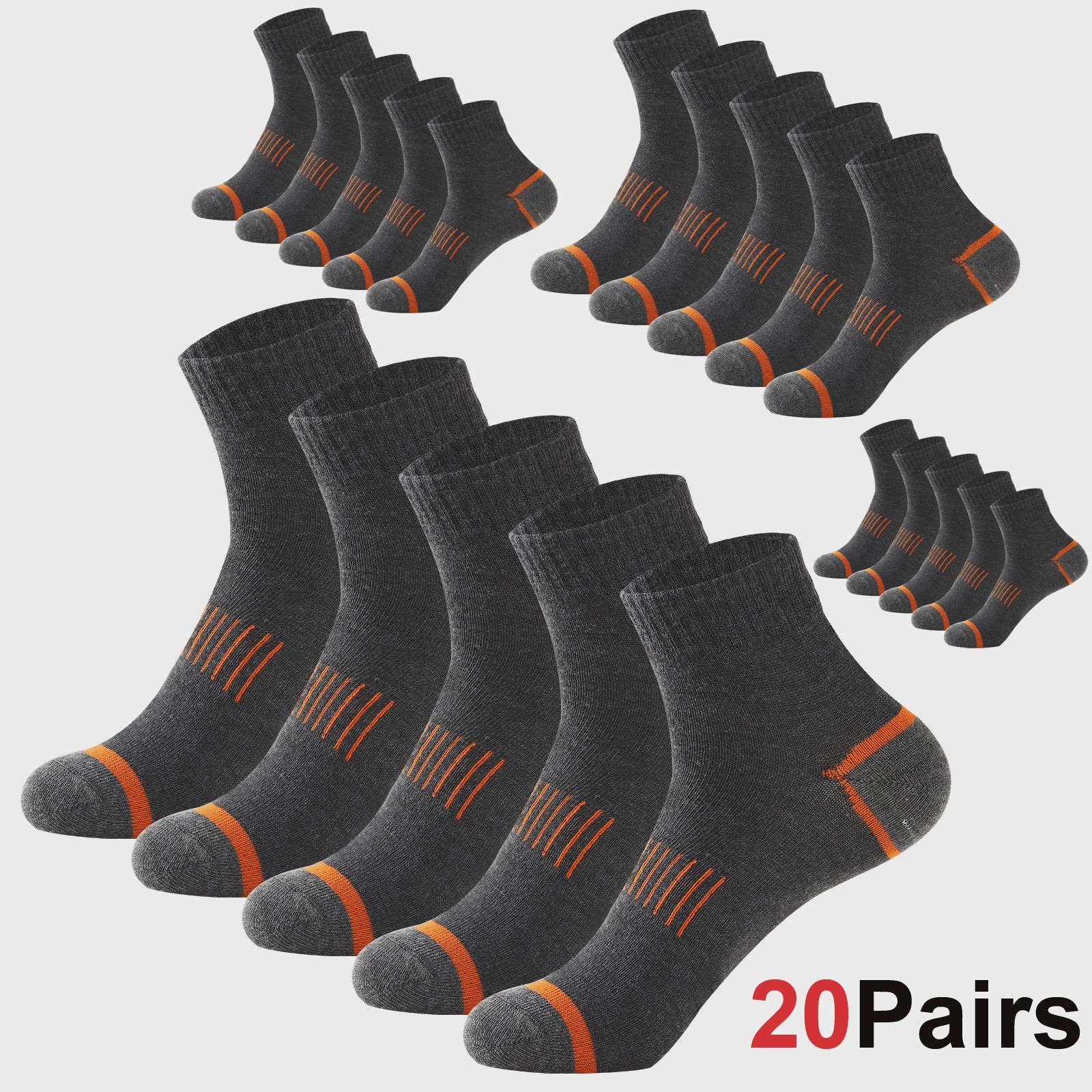 20 Paar Heren Katoenen Sokken - Comfortabel & Ademend - Maat 38-45 - Zwart