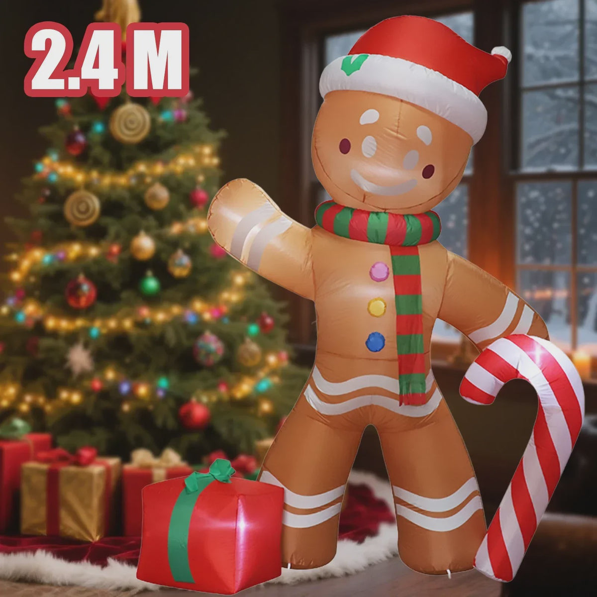 Opblaasbare Kerstman 1.5M - Feestelijke Tuindecoratie met LED Verlichting