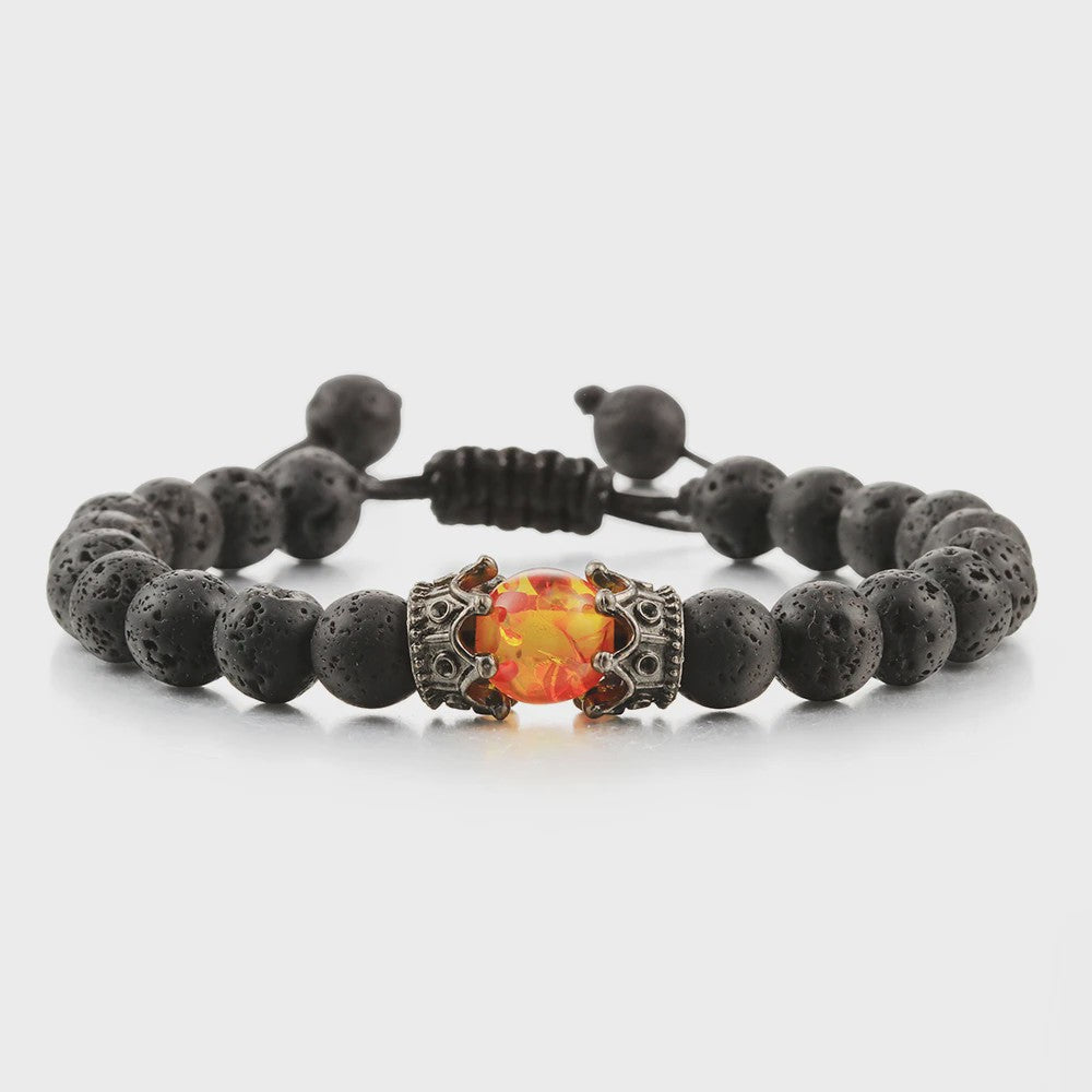 Verstelbare Lava Kralen & Tijgeroog Armband - Yoga & Helende Sieraden voor Hem en Haar
