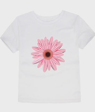 Schattig Katoenen T-shirt Meisjes met Bloemprint - Maten 2 t/m 14 Jaar