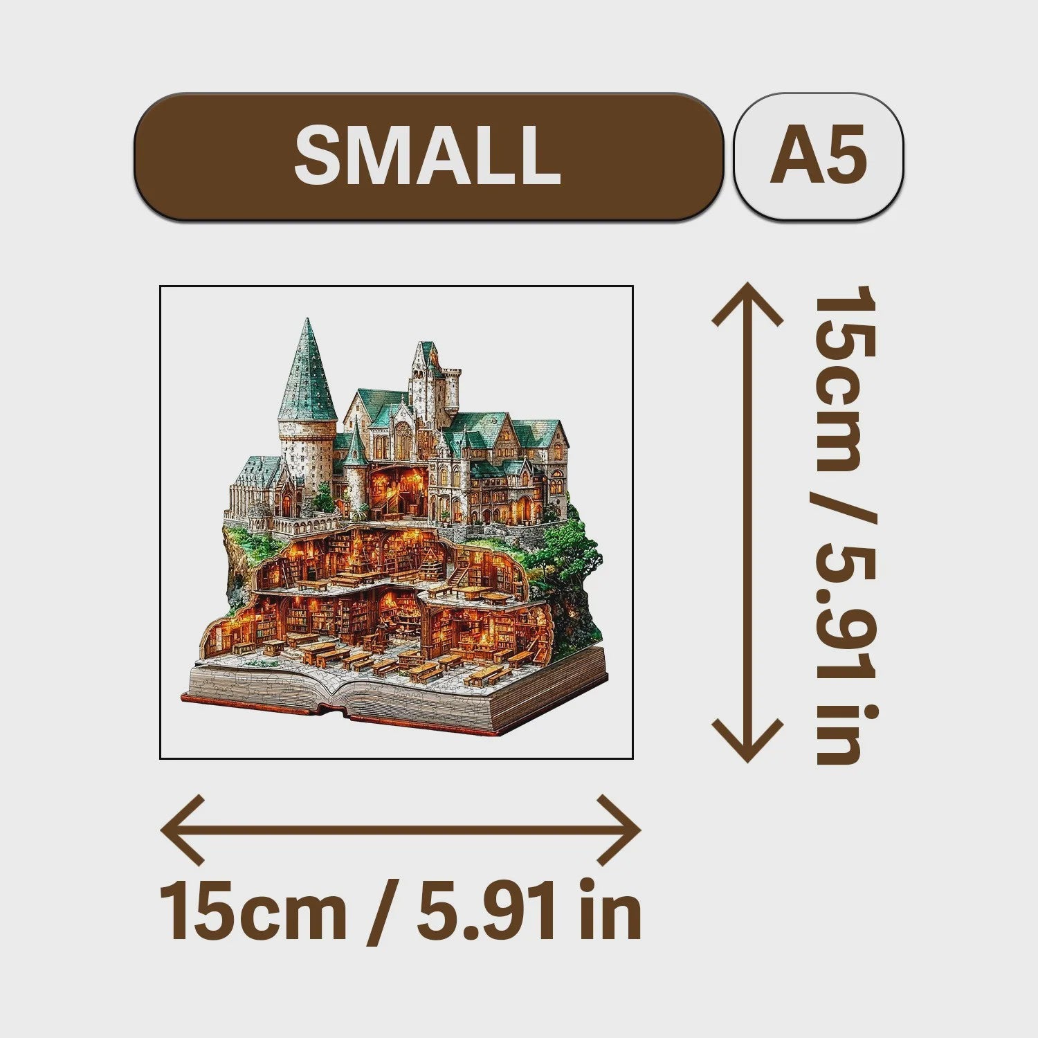 Houten Puzzel Kasteel & Bladeren - Uniek Decoratie Cadeau