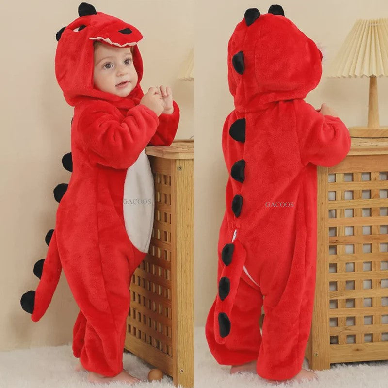 Baby Romper Dierenkostuum Kigurumi - Zacht Flanellen Jumpsuit voor Jongens & Meisjes