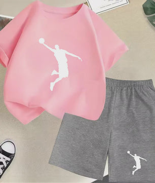 Kinder T-shirt en Short Set - Zomer Sportieve Mode met Grafische Print