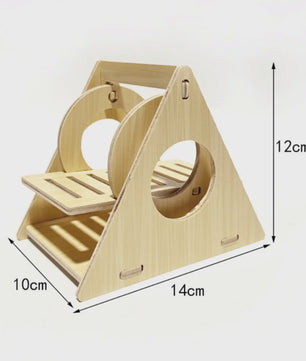 Houten Hamster Villa: Speelhuis met Klimplatform en Verhoogd Platform - Duurzaam Knaagdier Accessoire