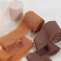 Handgemaakte Satijn Chiffon Lint Set - 3 Rollen van 5m met Rafeleffect voor Bruiloft, Cadeau & DIY Decoratie