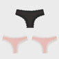 3-Pack Dames Slipjes met Kantrand - Low-Waist Thong & G-String in Luipaardprint en Effen Kleuren