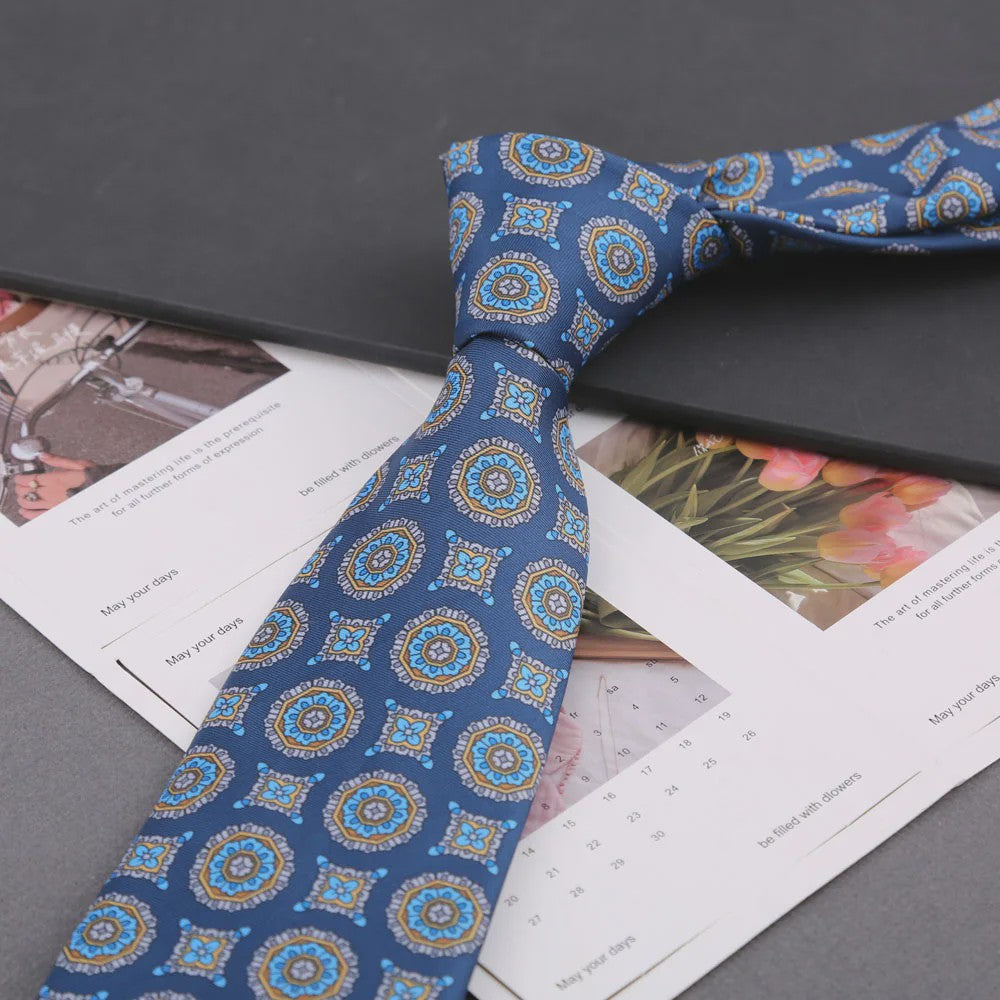 Klassieke Heren Strikdas - Imitatie Zijde met Polka Dot & Bloemendessin