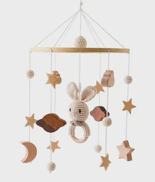 Houten Muziekdoosje Baby Mobiel - Draaiend & Kalmerende Melodieën voor de Babykamer