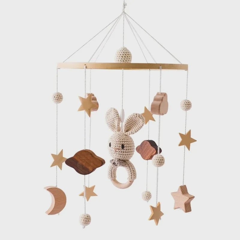 Houten Muziekdoosje Baby Mobiel - Draaiend & Kalmerende Melodieën voor de Babykamer