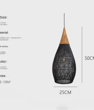 60cm Wabi Sabi Rotan Hanglamp - Japanse Retro Design voor Woonkamer & Eetkamer