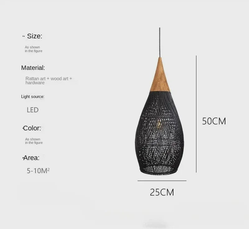 60cm Wabi Sabi Rotan Hanglamp - Japanse Retro Design voor Woonkamer & Eetkamer