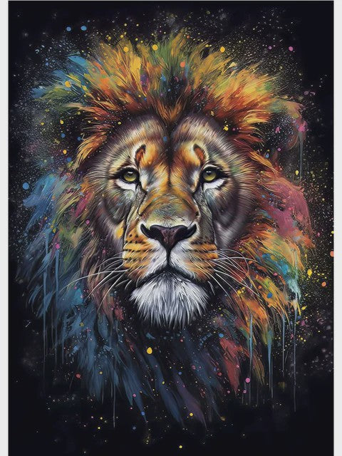 Abstracte Dieren Canvas Poster: Leeuw, Tijger, Aap, Uil - Muurdecoratie Woonkamer