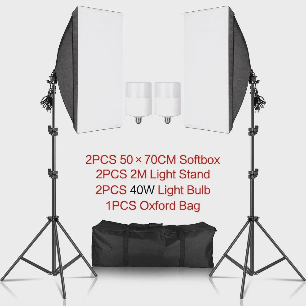 Professionele Softbox Verlichtingskit 50x70CM met E27 Fotografie Lampen