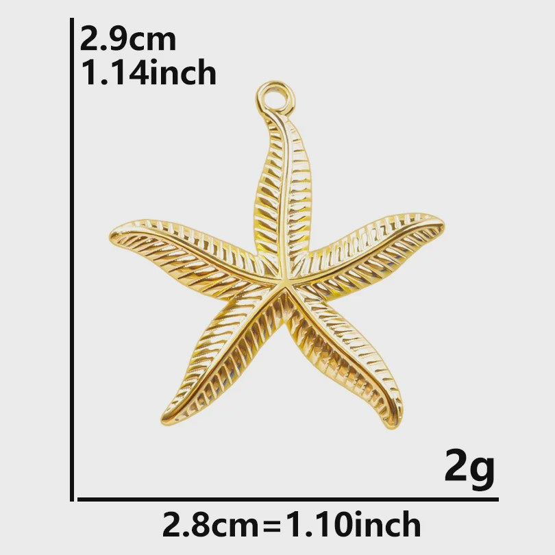 6x Goudkleurige Zee Dieren Bedeltjes Set - Schildpad, Schelp, Zeester - DIY Sieraden Maken