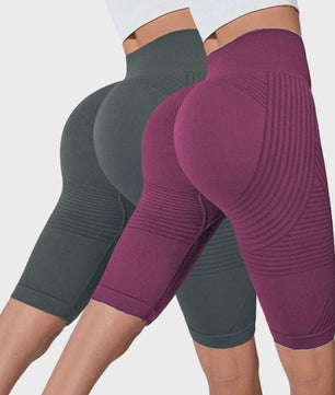 2-Pack Seamless High-Waisted Yoga Shorts met Push-Up Effect - Perfect voor Fitness & Training