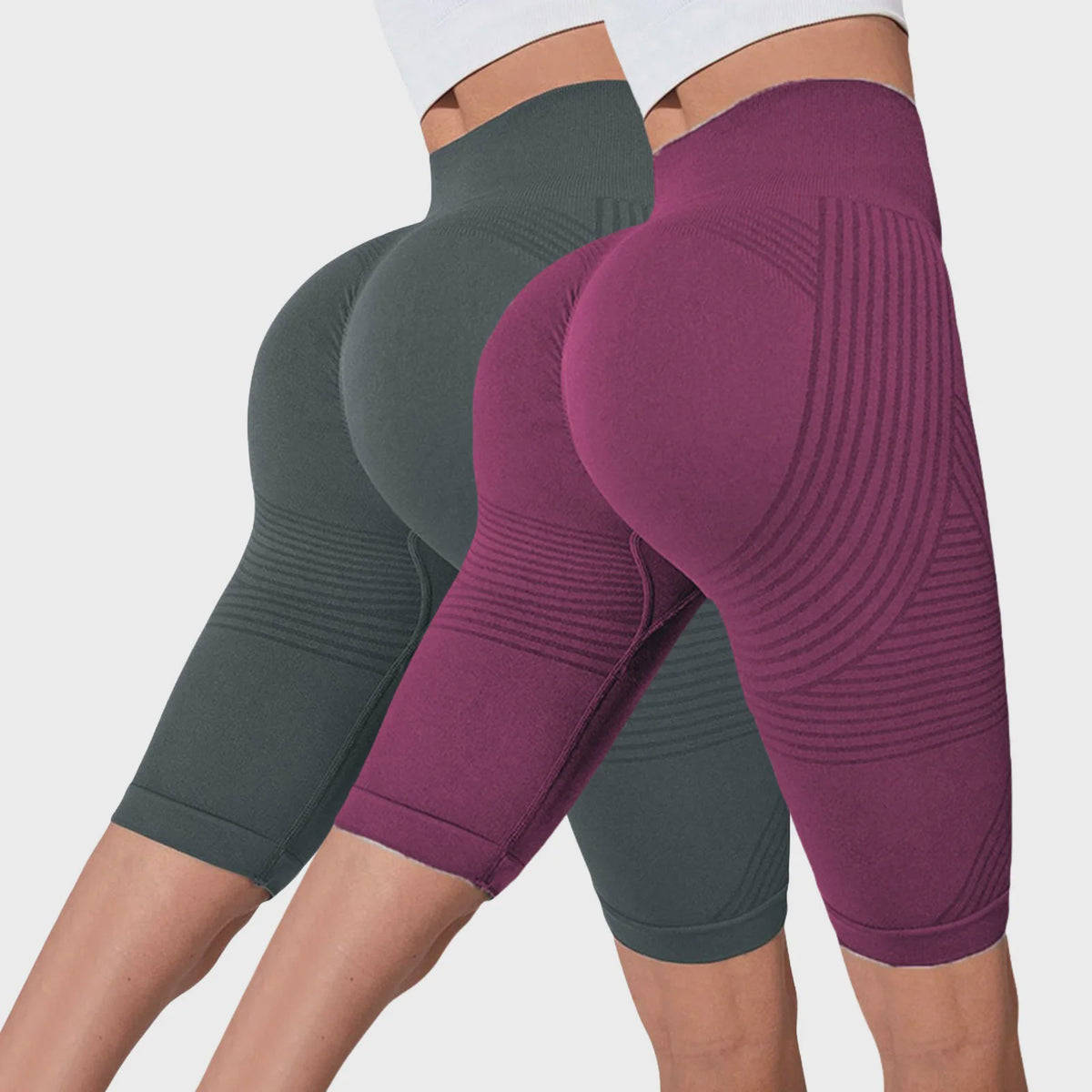 2-Pack Seamless High-Waisted Yoga Shorts met Push-Up Effect - Perfect voor Fitness & Training