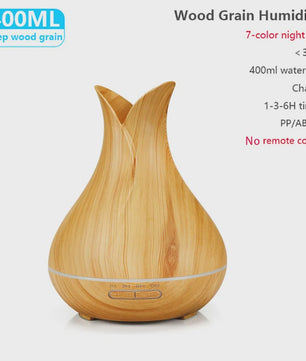 Aroma Diffuser met Houtnerf Design, 7 Kleuren LED en Afstandsbediening