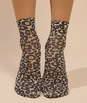 Leopard Print Korte Sokken - Zomerse Enkel Sokken met Bloemenpatroon