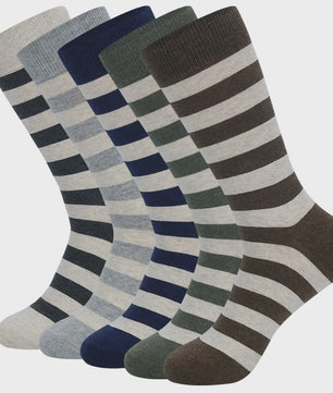 5 Paar Heren Sokken Plus Size - Comfortabel Katoen, Ademend & Stijlvol Argyle/Streep