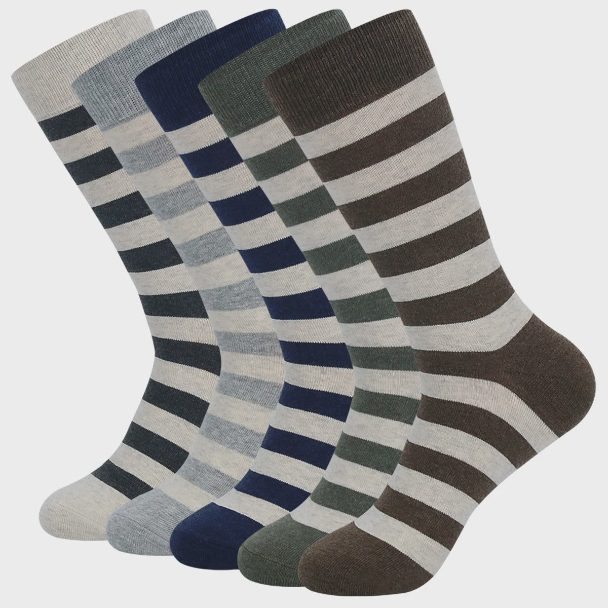 5 Paar Heren Sokken Plus Size - Comfortabel Katoen, Ademend & Stijlvol Argyle/Streep