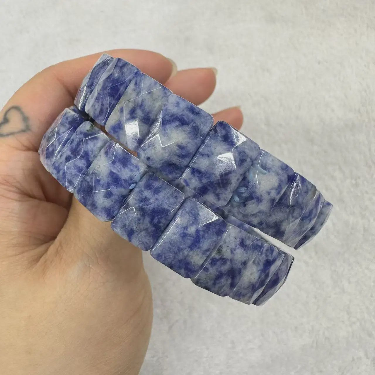 Natuurlijke Edelsteen Armband - Fluoriet & Citrien Vierkante Kralen