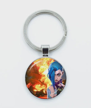 League of Legends Jinx Anime Glazen Hanger Sleutelhanger - Uniek Cadeau voor Fans