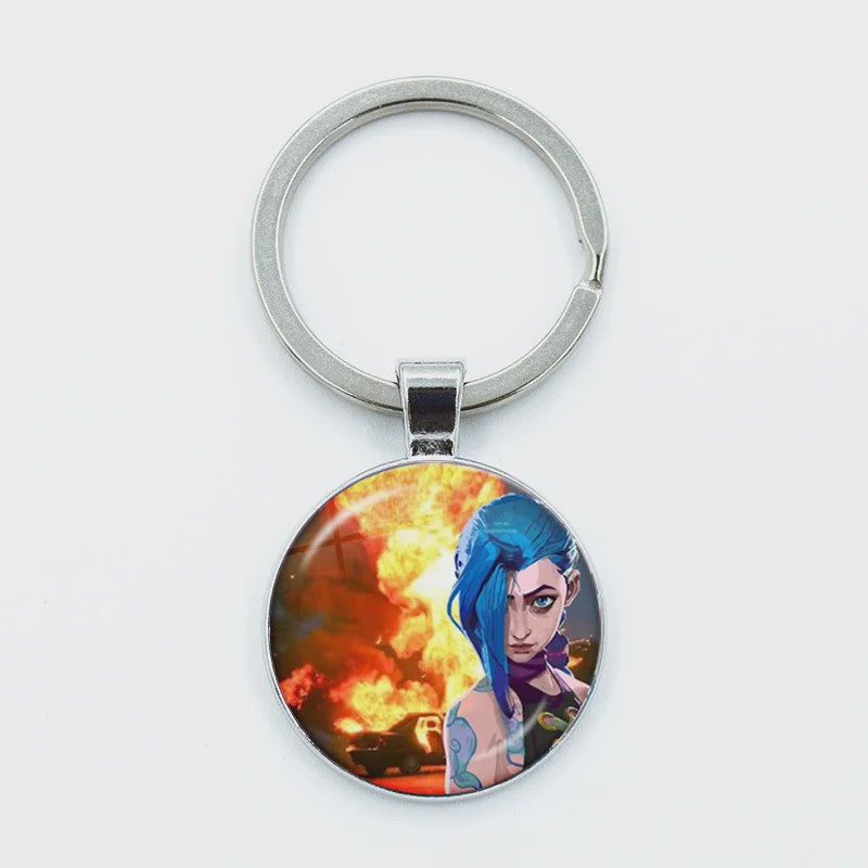League of Legends Jinx Anime Glazen Hanger Sleutelhanger - Uniek Cadeau voor Fans