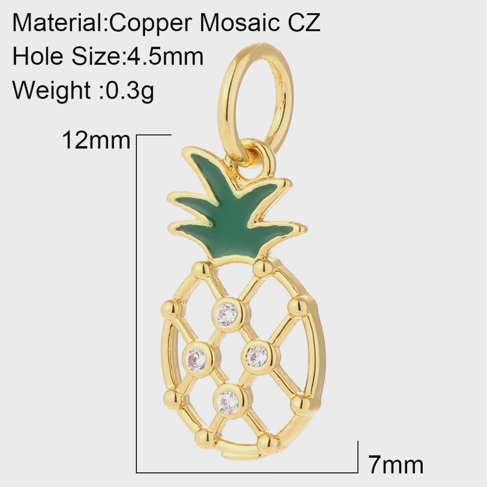 Gouden Bedeltjes voor Sieraden Maken: Cactus, Kers, Paddenstoel, Bloem & Fruit