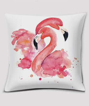 Vrolijke Flamingo Kussenhoes Vierkant - Decoratie voor Bank & Auto